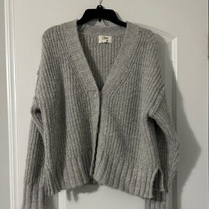 Cozy Gray Ribbed Cardigan